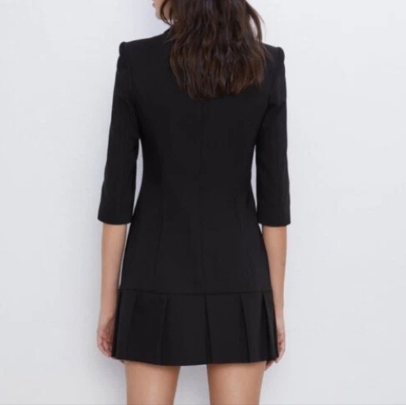 Zara Women's Double Breasted Feminine Blazer Dress Mini Casual Black Size Small. - Picture 4 of 12